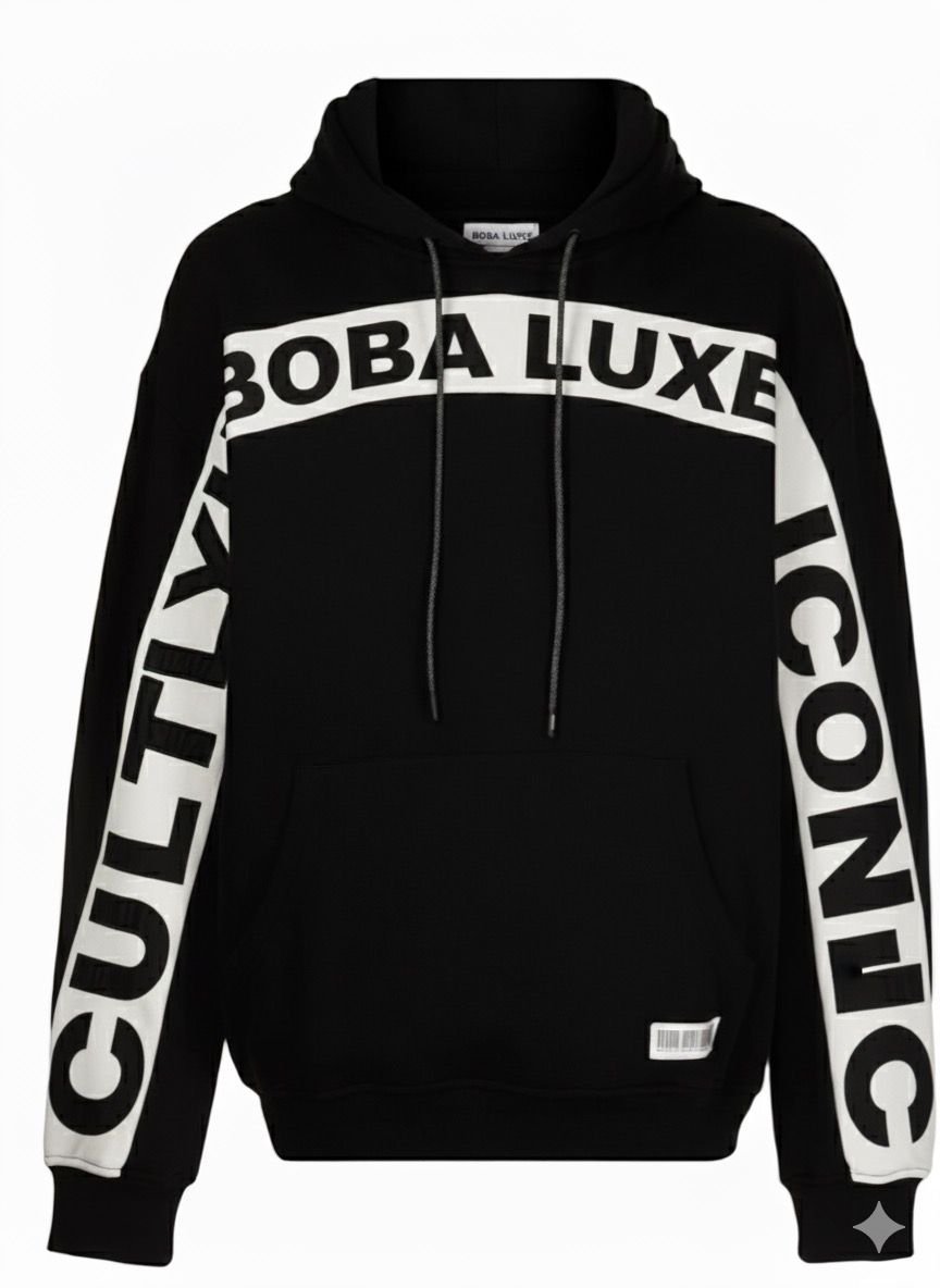 Hoodie Noir Boba Luxe Iconic